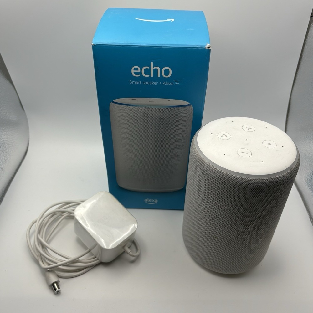 Amazon Echo 3rd Gen Smart Speaker Alexa Gray W/ Power Cable - Tested Works